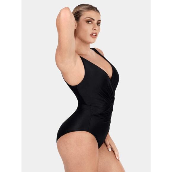Popilush Tummy Control Ruched One Piece Swimsuit Black Size XXL NWT - Picture 6 of 12